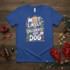 Most Likely To Decorate Her Dog Christmas T-Shirt with a poodle wearing Christmas lights and festive graphics