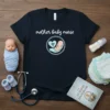 Mother Baby Nurse t-shirt with heart, caduceus, and baby graphic