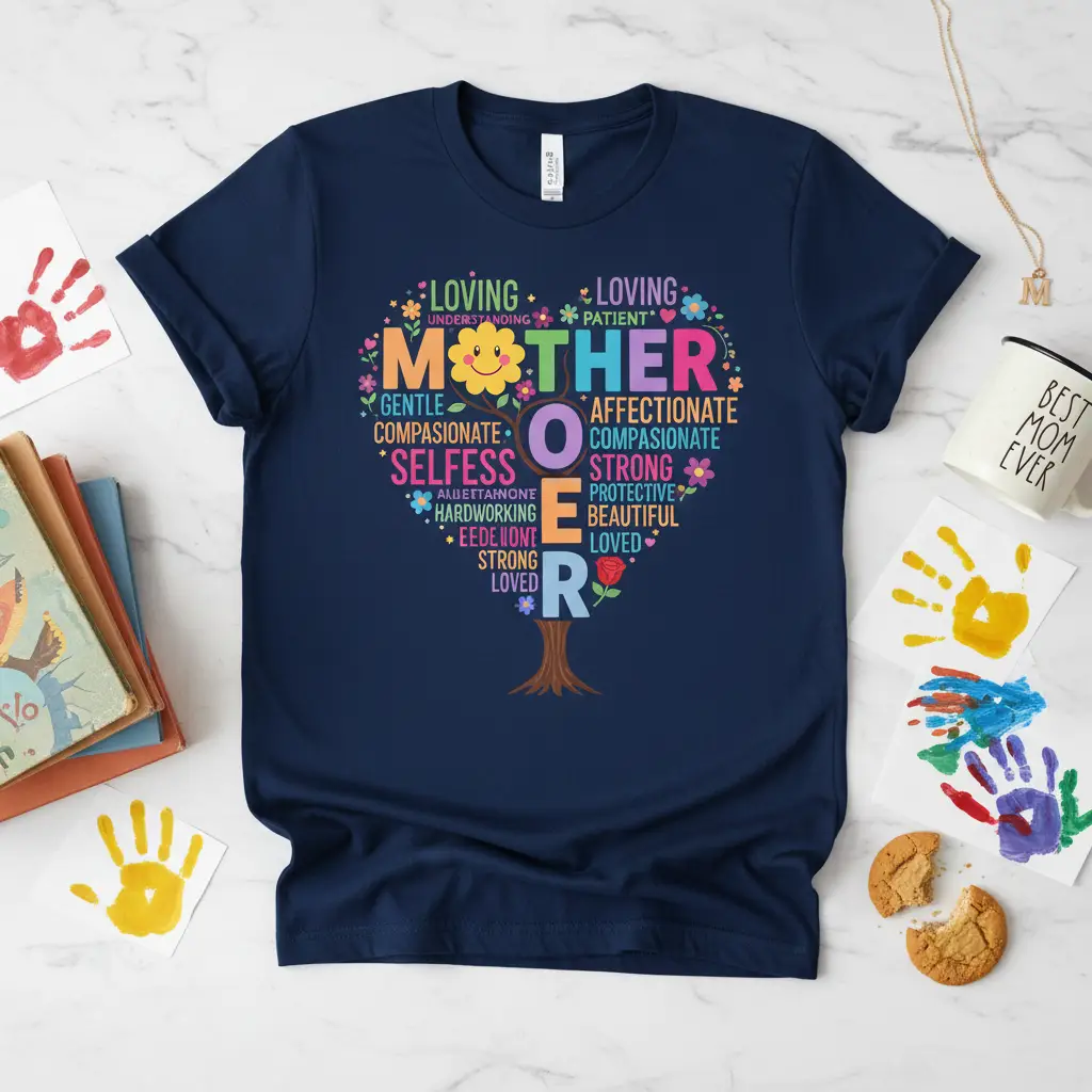 Mother Tree of Qualities Word Art Mother’s Day T-Shirt