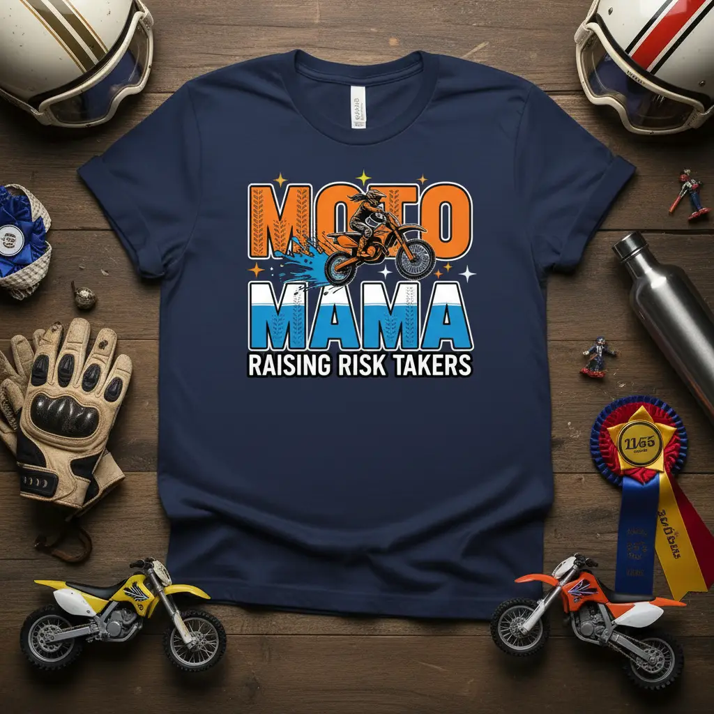 Moto Mama Raising Risk Takers Motocross Mom T-Shirt