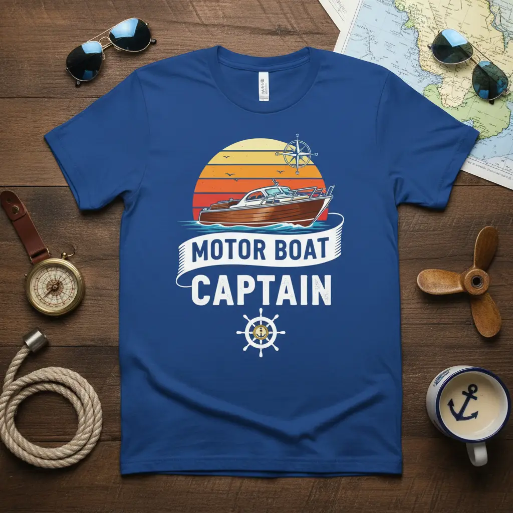 Motor Boat Captain T-Shirt Nautical Boating Gift for Him