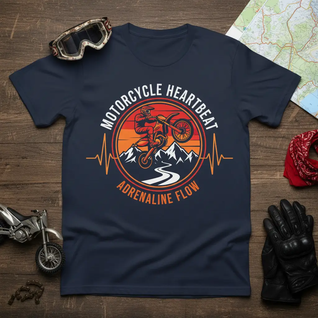 Motorcycle Heartbeat Adrenaline Flow Dirt Bike T-Shirt