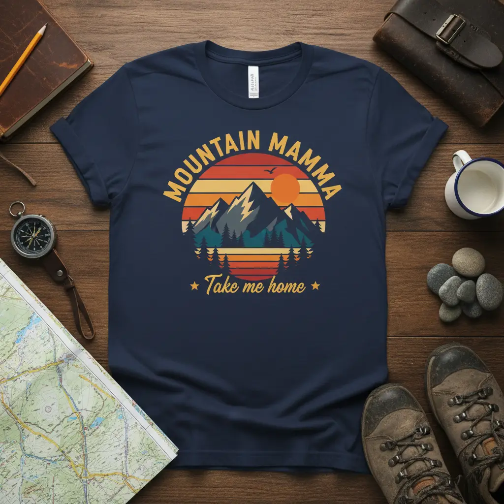 Mountain Mamma Take Me Home Retro Sunset T-Shirt