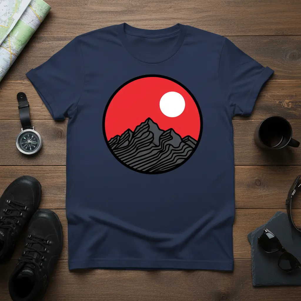 Mountain Sun Circle Adventure T-Shirt Outdoor Lover Gift