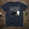 Mouse Hunter T-Shirt with a black cat playfully chasing a mouse and cheese