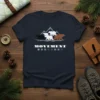 MOVEMENT t-shirt with bears hiking in mountains, navy blue tee, outdoor adventure graphic