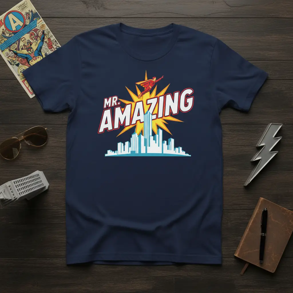Mr. Amazing Superhero Dad T-Shirt Heroic Father Gift