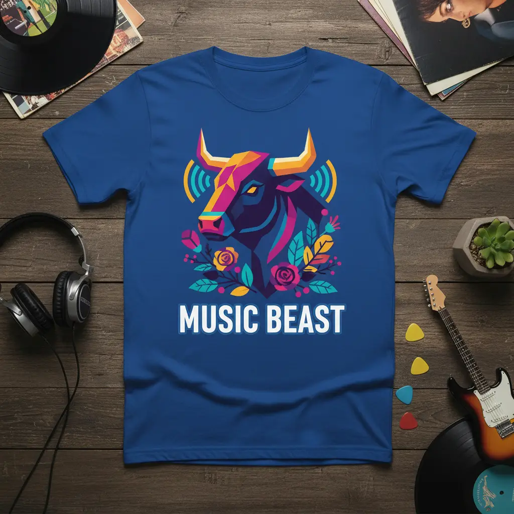Music Beast T-Shirt Gift for Music Lovers & Bull Fans