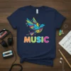 Music Bird Design creative graphic design printed on comfortable cotton t-shirt