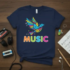 Music Bird Design creative graphic design printed on comfortable cotton t-shirt