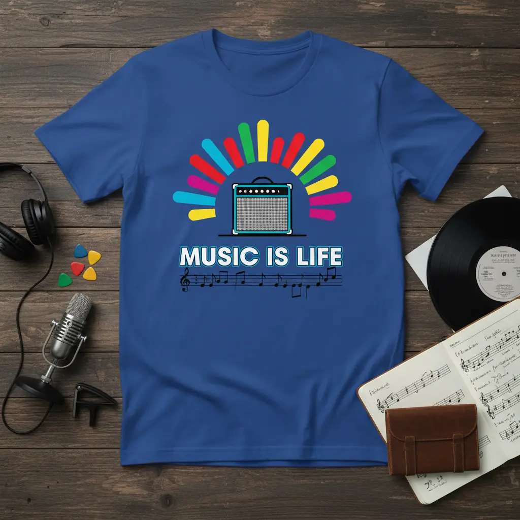 Music Is Life T-Shirt | Amp & Notes Design