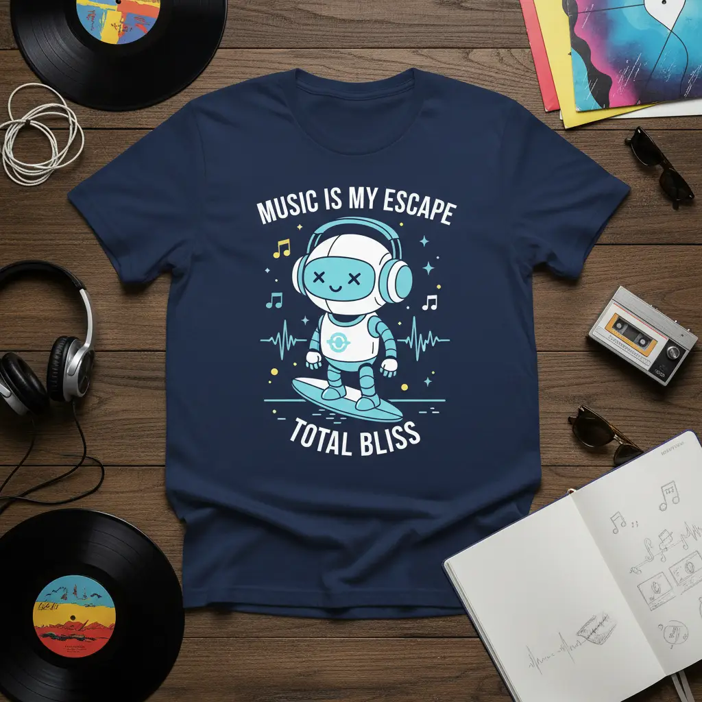 Music Is My Escape Total Bliss Robot T-Shirt Gift