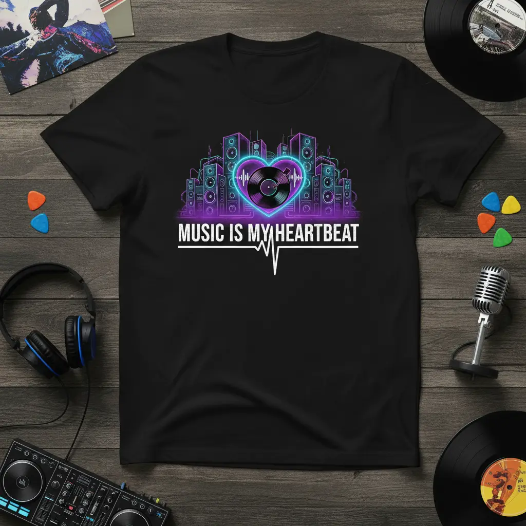 Music Is My Heartbeat T-Shirt Gift for Music Lovers