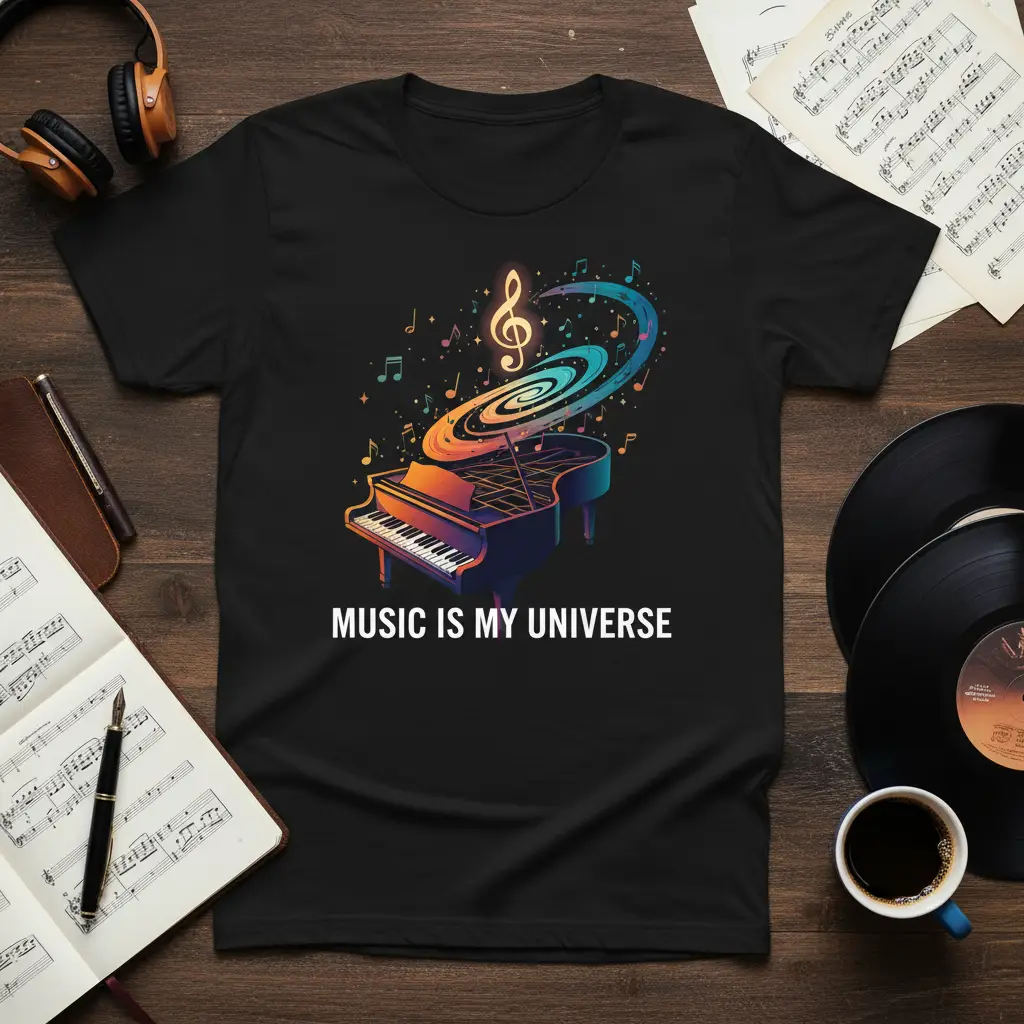 Music Is My Universe Piano T-Shirt for Music Lovers