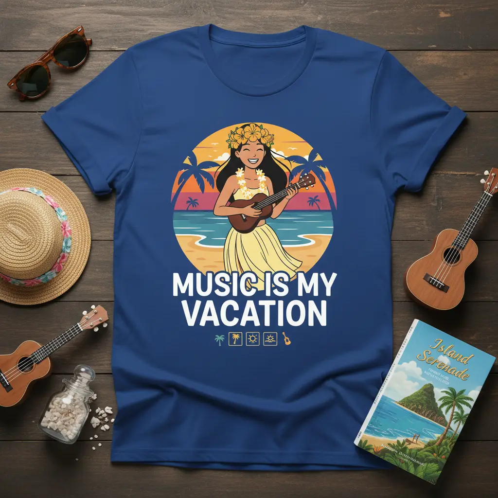 Music Is My Vacation Hawaiian T-Shirt | Beach Lover Gift