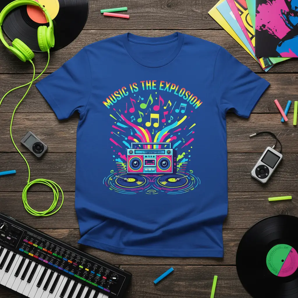 Music Is the Explosion Boombox T-Shirt Retro Sound Gift