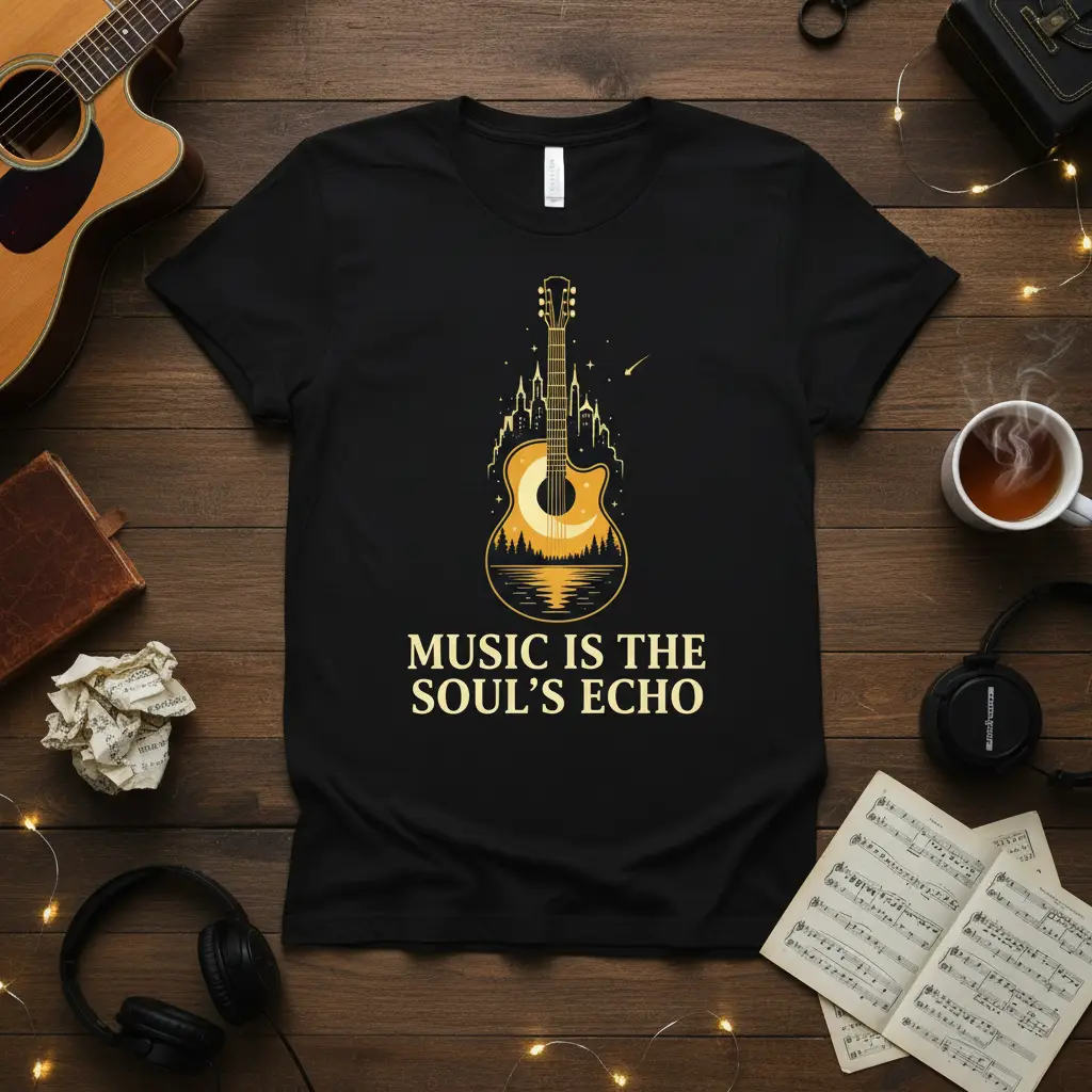 Music Is the Soul’s Echo Guitar T-Shirt Gift