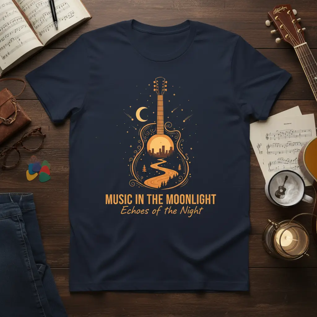 Music in the Moonlight Guitar Tee Echoes of the Night