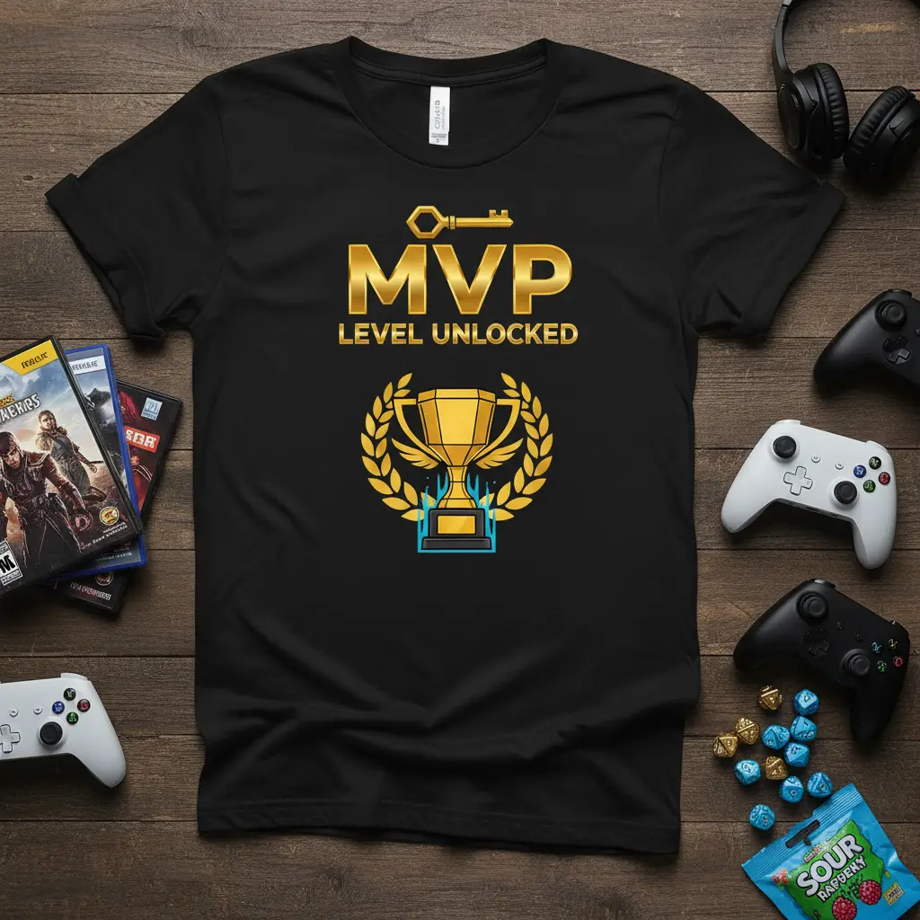 Mvp Level Unlocked Gamer T-Shirt Achievement Gift