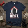 My BEST FRIEND HAS FUR t-shirt design featuring a black lab puppy in a dog house