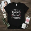 Black t-shirt with white text "My Bestie Is Getting Married" and wedding rings graphic