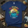My Birthday Cruise 2026 text design with a cruise ship, palm trees, and ocean waves