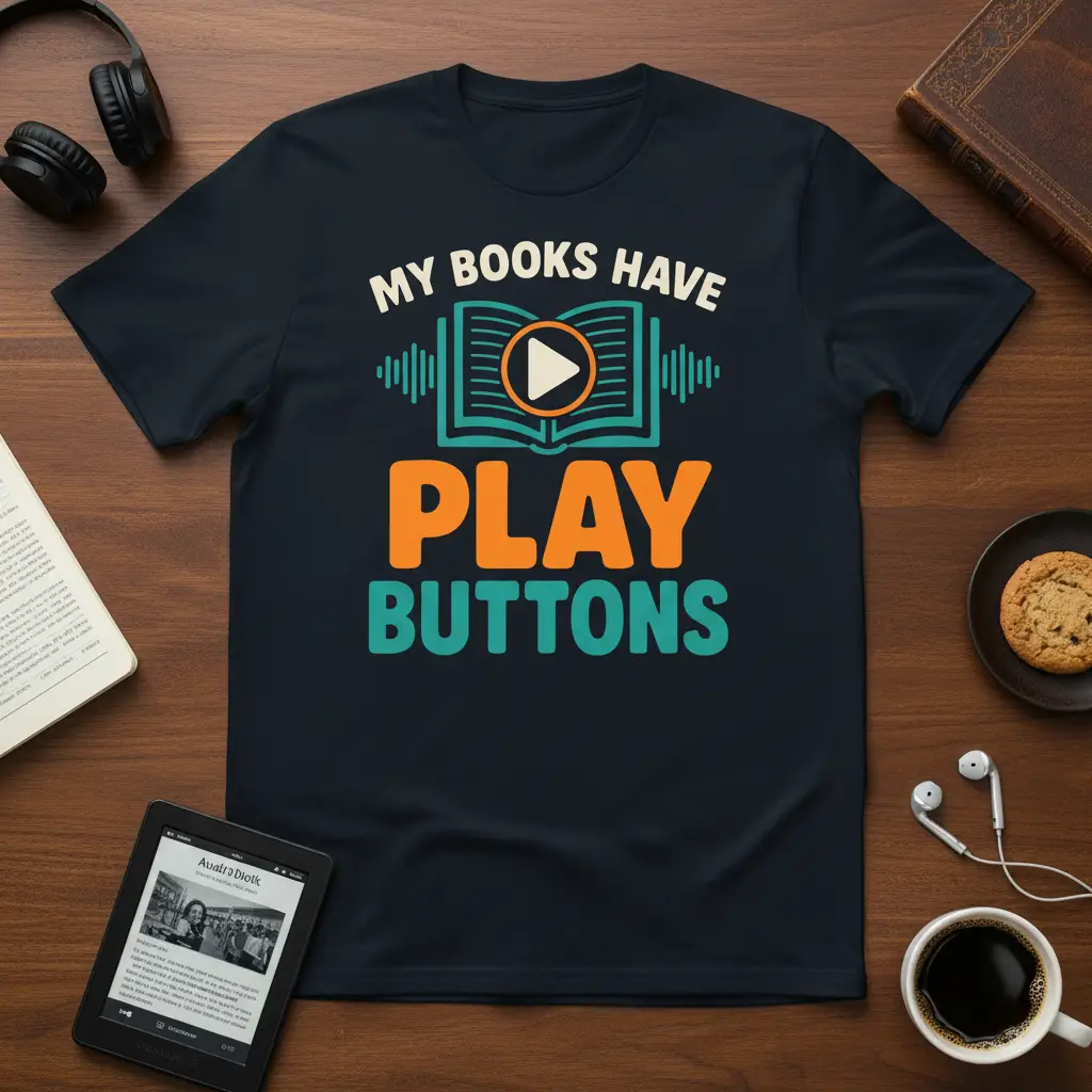 My Books Have Play Buttons Audiobook Lover T-Shirt
