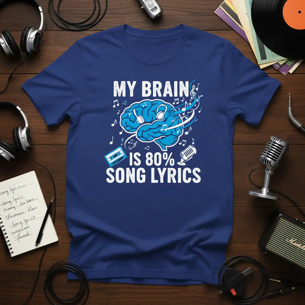 My Brain Is 80% Song Lyrics T-Shirt Music Lover Gift