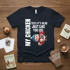 MY CHICKEN TILTS IT'S text design featuring unique typography on quality t-shirt