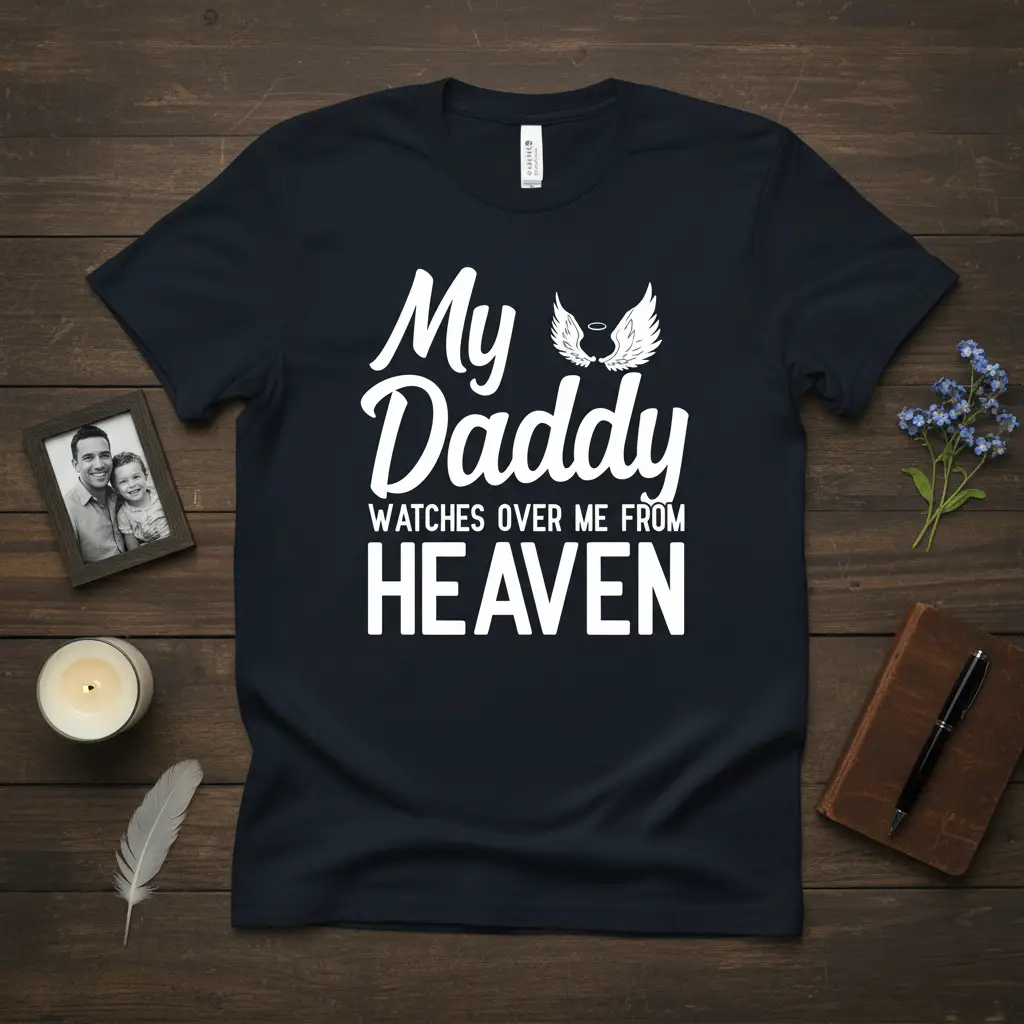 My Daddy Watches Over Me From Heaven T-Shirt Memorial Gift
