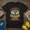T-shirt design featuring Superman and a child sidekick with text "My Daddy's A Superhero And I'm His Sidekick"