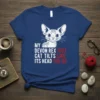 T-shirt with text "MY DEVON REX JUST CAT TILTS LIKE ITS HEAD YOU DO" and a graphic of a Devon