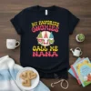 My Favorite GNOMIES CALL ME NANA t-shirt with three cute gnomes and retro font