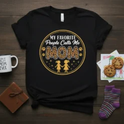 My Favorite People Calls Me MOM t-shirt design with leopard print MOM and two girls graphic