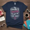 My Favorite SISTER Bought Me THIS SHIRT text design with decorative elements and a pink gift box graphic