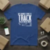 T-shirt with white text "My Favorite Sport Is Tracking My Online Orders" and graphics of boxes and a shopping cart