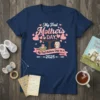 My First Mother's Day as a 2025 t-shirt design with an owl, hearts, and the year 2025 in pink and