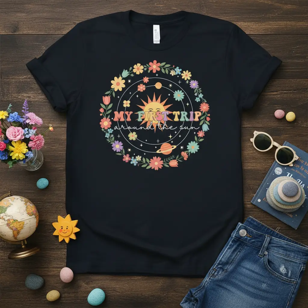 My First Trip Around the Sun Birthday Tee for Toddlers