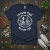 My Happy Place My Happy Place bicycle design with bird and butterflies on a navy blue t-shirt