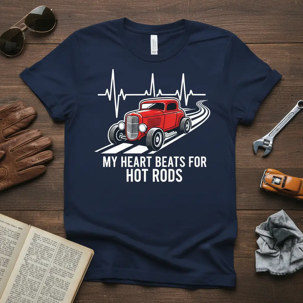 My Heart Beats for Hot Rods T-Shirt Classic Car Lover Gift
