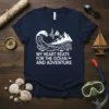 T-shirt with white text "My Heart Beats For The Ocean And Adventure" above a graphic of a wave, heartbeat line