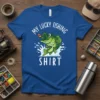 My Lucky Fishing Shirt with a cartoon fish jumping from water and text "MY LUCKY FISHING SHIRT"