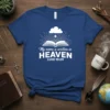 Christian t-shirt with white text "My name is written in HEAVEN LUKE 10:20" above an open Bible graphic