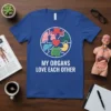 My Organs Love Each Other text with a circular graphic of cute, puzzle-piece human organs on a royal blue t-shirt