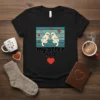 My Otter Half t-shirt design with two cute otters holding hands, surrounded by hearts, and text "my otter half"