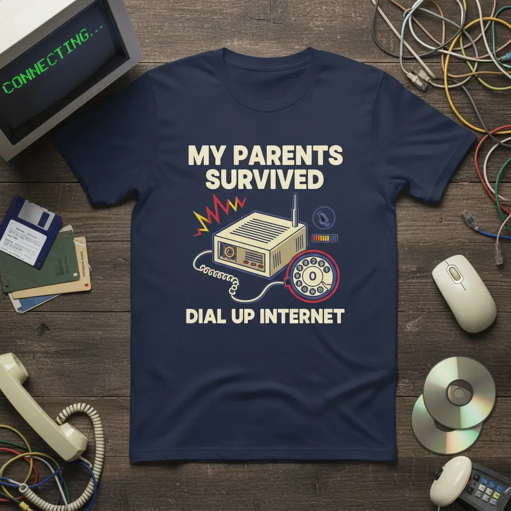My Parents Survived Dial Up Internet T-Shirt Retro Tech