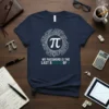 Navy t-shirt with white text "MY PASSWORD IS THE LAST 8 DIGITS OF PI" and a circular pi symbol graphic