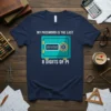 Navy t-shirt featuring the quote "My Password Is The Last 8 Digits Of Pi" with a safe graphic and pi