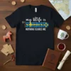 My Wife is Swedish Nothing Scares Me t-shirt with Swedish flag graphic and Viking axe and shield