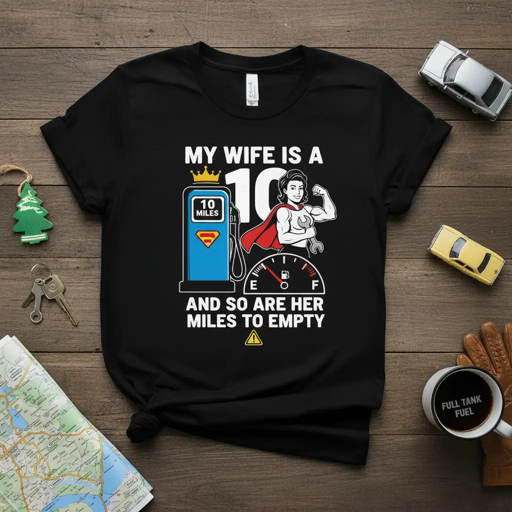 My Wife Is a 10 and So Are Her Miles to Empty T-Shirt